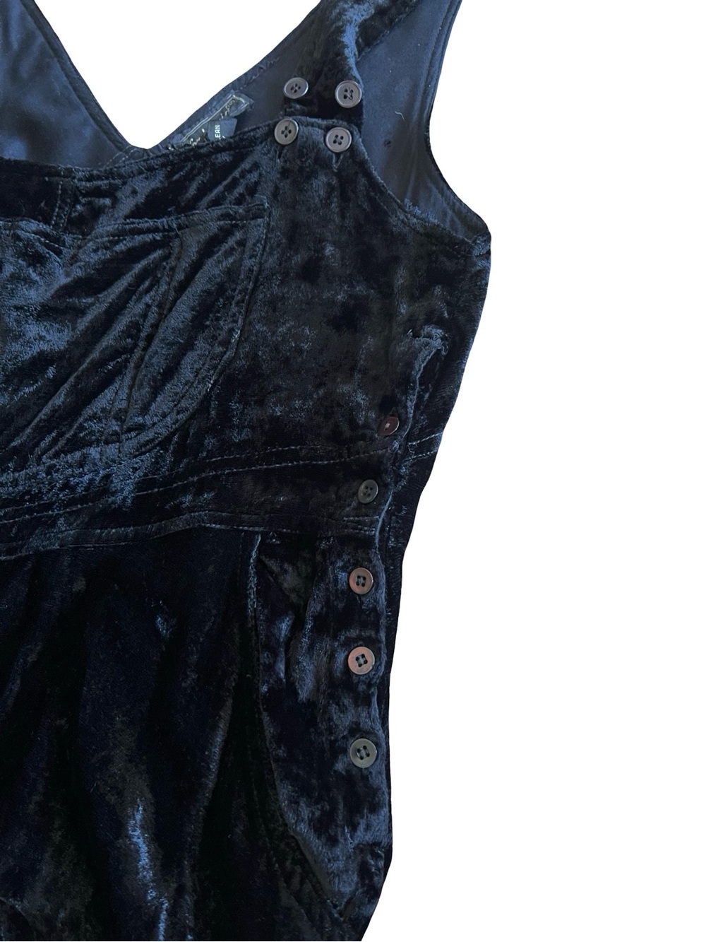 VTG 90s Black Velvet Pinafore Overall Sz S Dress Whimsigoth Goth Grunge Retro - Picture 7 of 12
